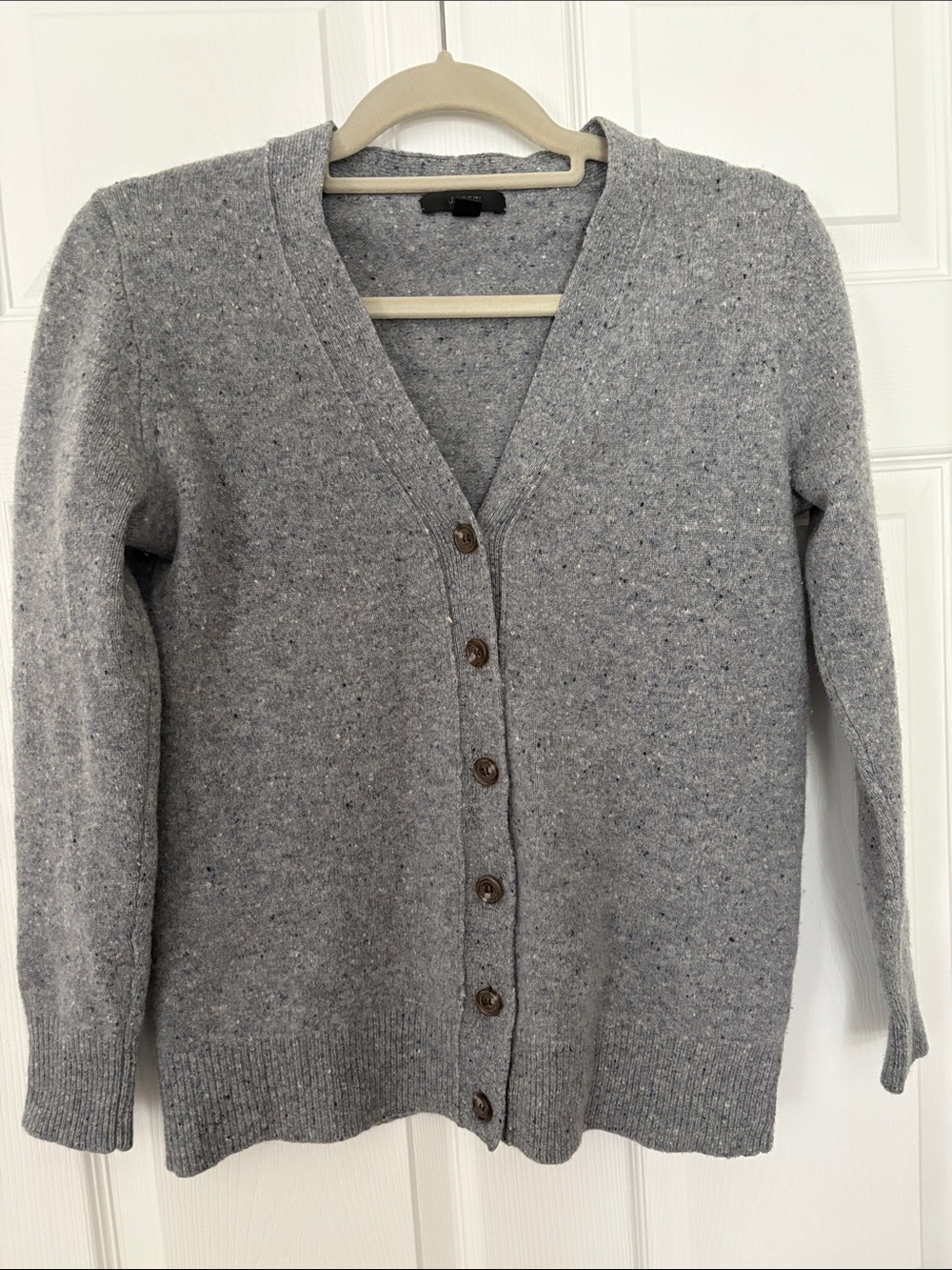 J. Crew Women's 100% Merino Wool V-Neck Button Front Speckled Cardigan Sweater